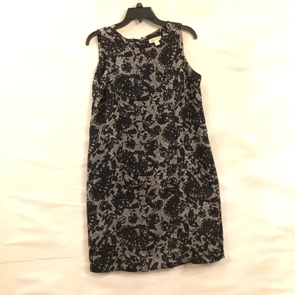 Coldwater Creek Elegant Scroll Sheath Dress Black Gray Sleeveless Size P14 - Picture 11 of 11
